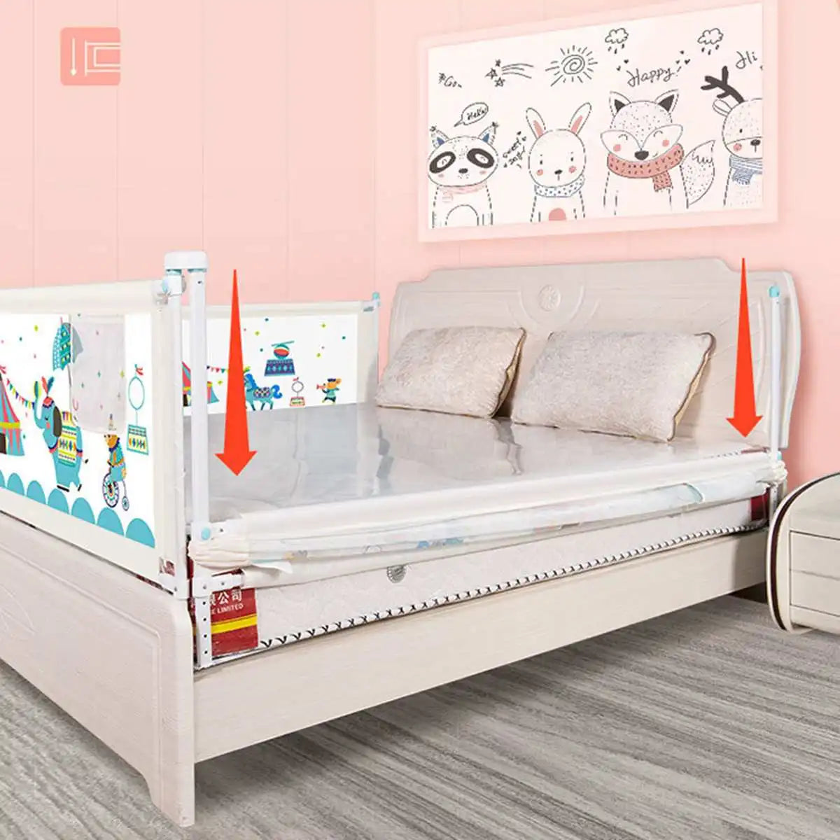 2M Adjustable Baby Bed Fence Playpen Children Bed Care Barrier Fence Safety Kids Gate for Beds Crib Rails Safe Guard US Stock