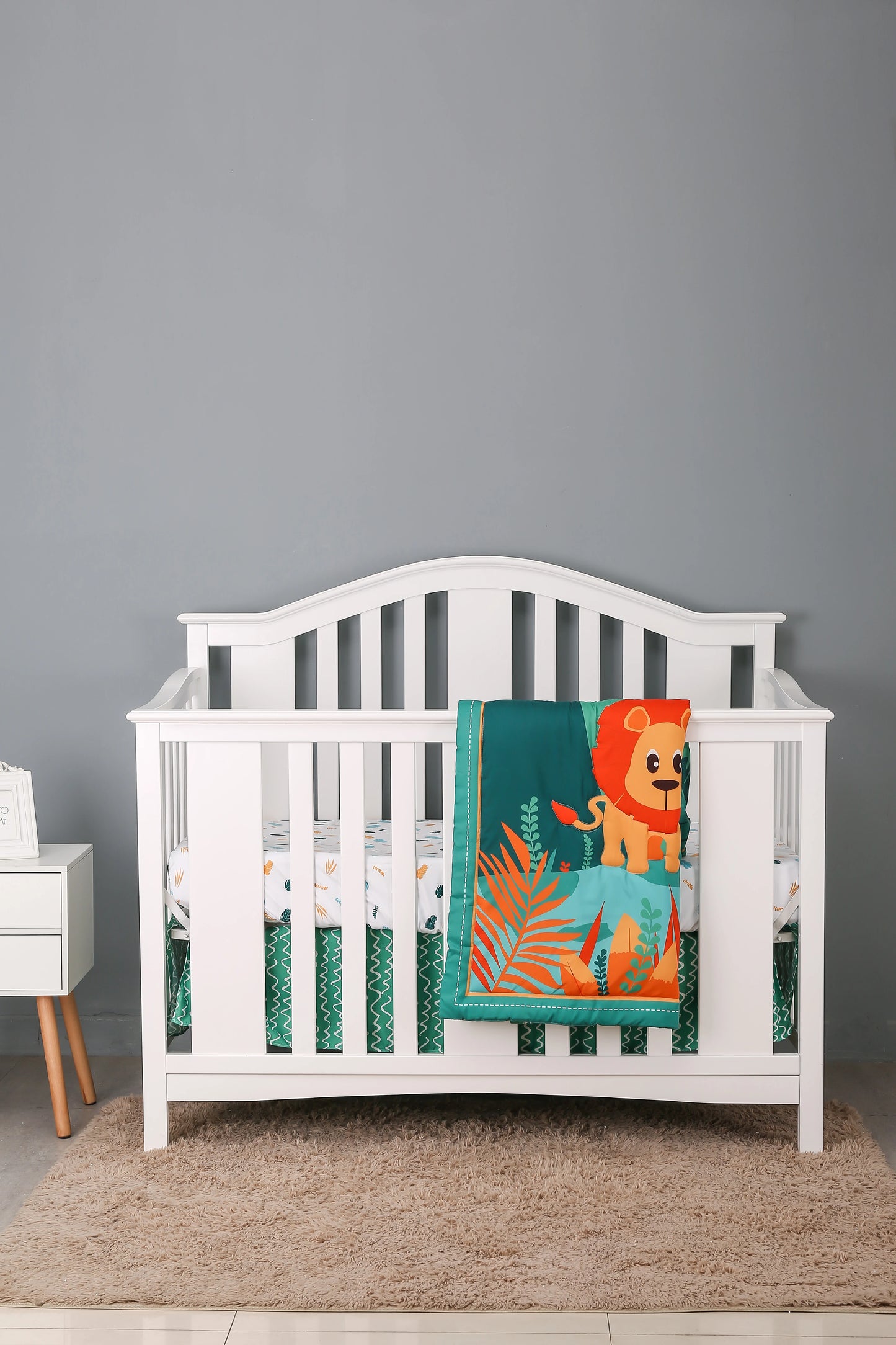4 pcs cheep dinosaur design new design baby bedding set for boys new born-comforter, crib sheet, crib skirt and pillow case