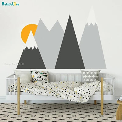 4 Colors Multiple Mountains Wall Stickers Pastel Kids Baby Room Nursery Self-adhesive Lovely Simple Home Décor YT2468D