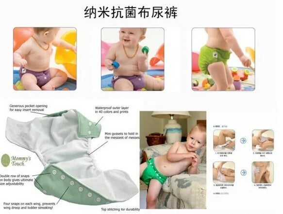 10 Pcs/Lot Baby Diaper One-Size Adjustable Washable Cloth Nappy Urine Pants for 3-12KG