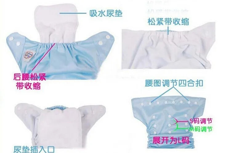 10 Pcs/Lot Baby Diaper One-Size Adjustable Washable Cloth Nappy Urine Pants for 3-12KG