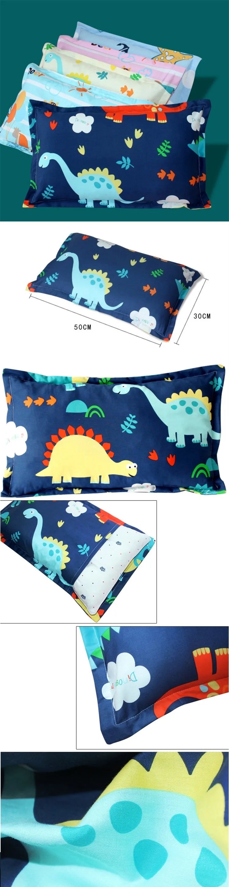 1 Piece Infant Pillowcase 30x50cm 100% Cotton Baby Pillow Cover Cartoon Bedding Replace Anti-dirty Pillow Cases For Kids Toddler