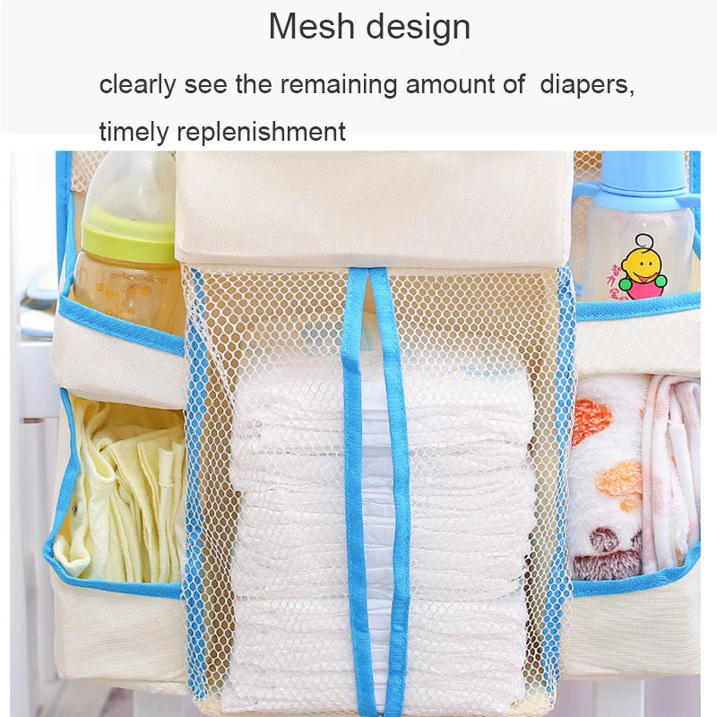 Newborn Baby Crib Hanging Bag anging Baby Diaper Caddy Multi-Function Storage Bag Organizer Diaper Stacker for Changing Table