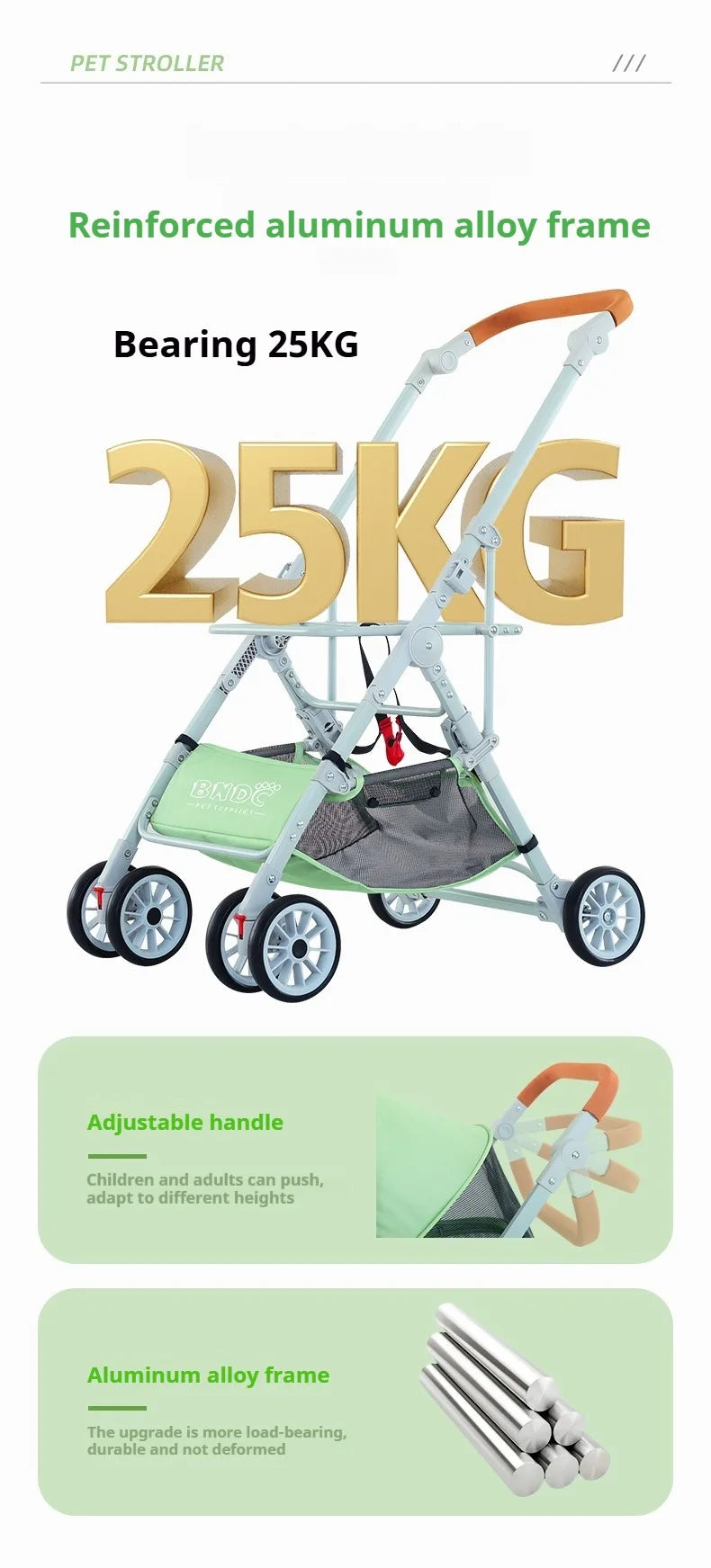 Wholesale Bndc Foldable Stroller baby luxury Baby Separated Basket travel stroller Dog stroller small dog Mobile hot Dog cart