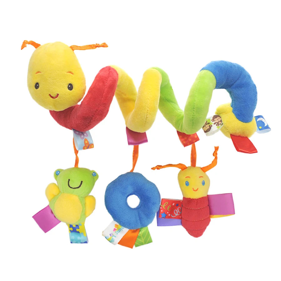 Activity Spiral Plush Hanging Baby Car Seat Toy Wrap Around Pram Pushchair Stroller Sensory Early Education Toy for Toddler Gift