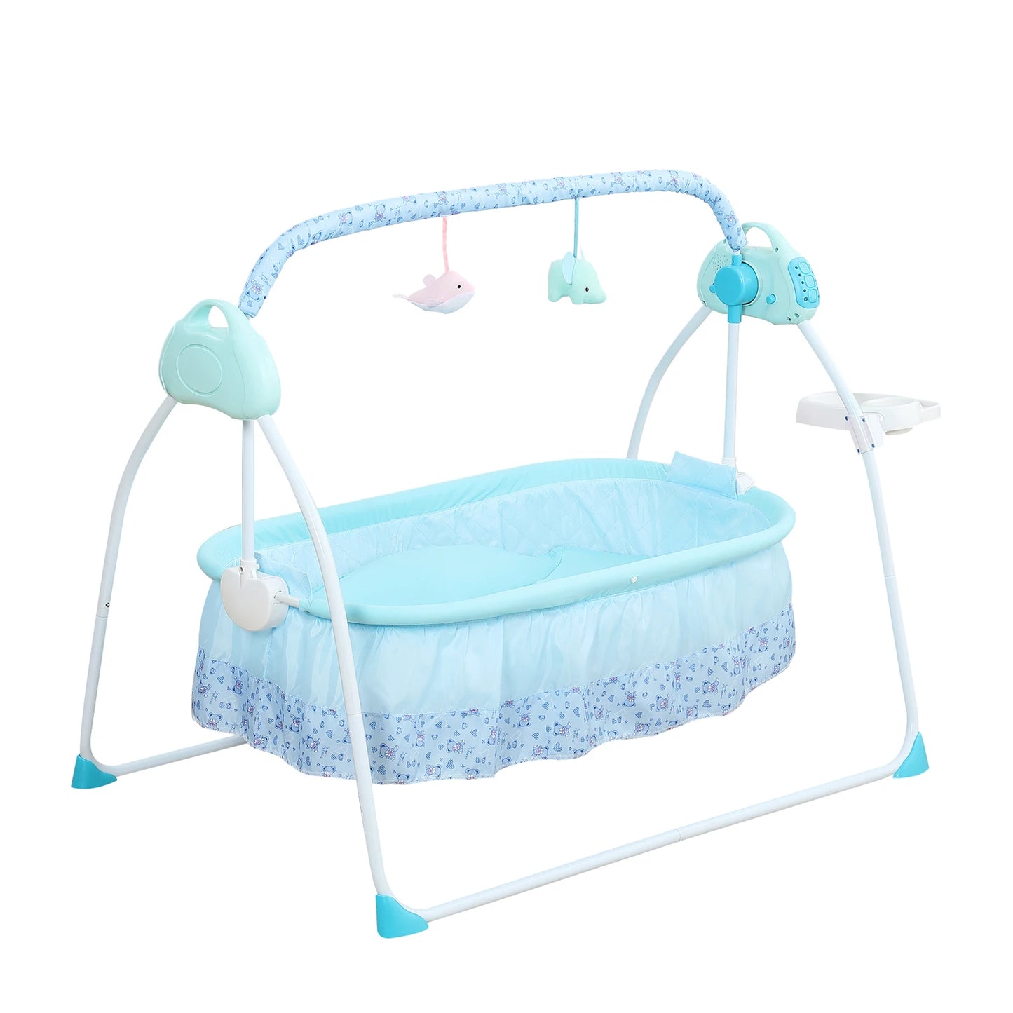 0-18 months Electric Kid Baby Crib Cradle Infant Rocker Auto-Swing Sleeper Bed Cot Bluetooth Blue 25kg