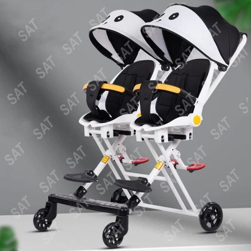 Foldable Baby Stroller For Twins Double Seat 0-5 Years Old Push Chair Baby Stroller Twin Strollers