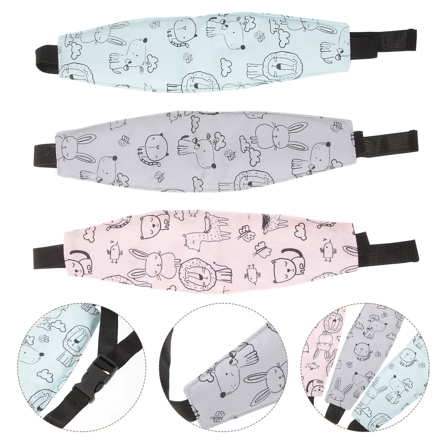 3 Pcs Baby Stroller Safety Seat Strap Car Head Support Infant Trolley Band Holder for Toddler/kid Kids Accessories