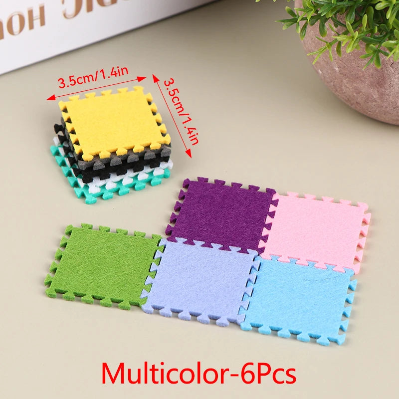 1:12 Dollhouse Miniature DIY Jigsaw Plush Shaggy Carpet Baby Puzzles Playmat Floor Area Rug Playing Mat for Doll House Decor