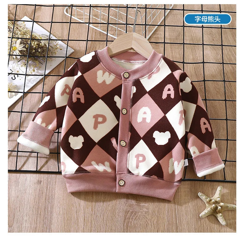 2024 New Knitted Jacket Boys and Girls Must-have Thick Warm Cardigan Autumn and Winter Girls Sweater Baby Boy Sweater