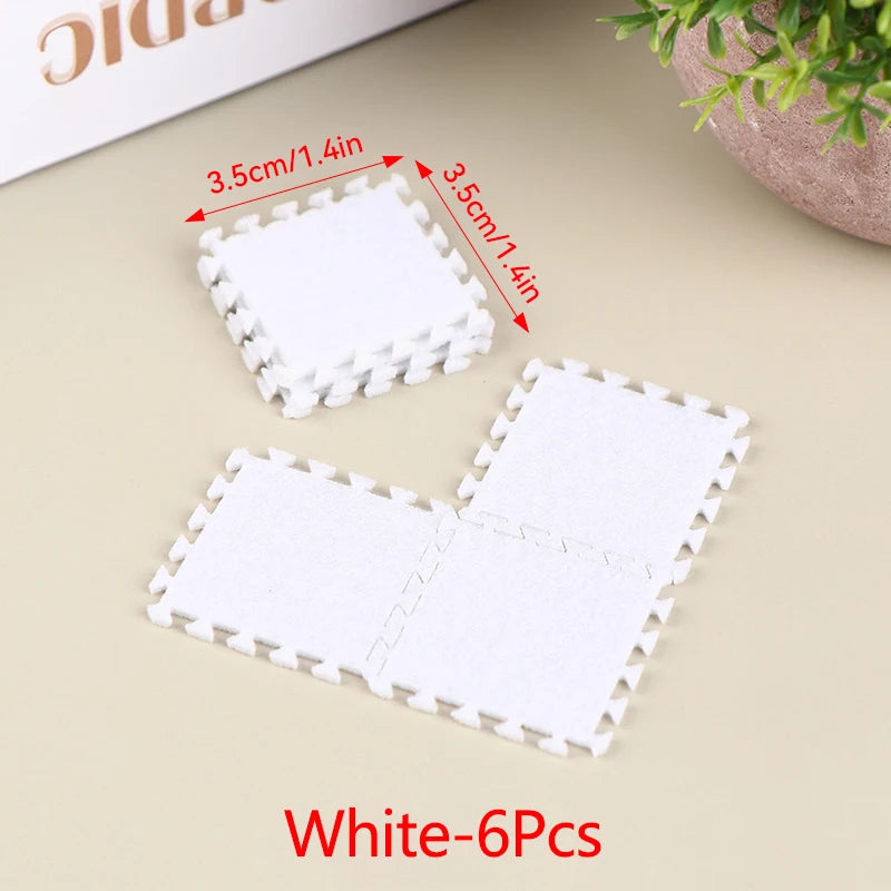 1:12 Dollhouse Miniature DIY Jigsaw Plush Shaggy Carpet Baby Puzzles Playmat Floor Area Rug Playing Mat for Doll House Decor