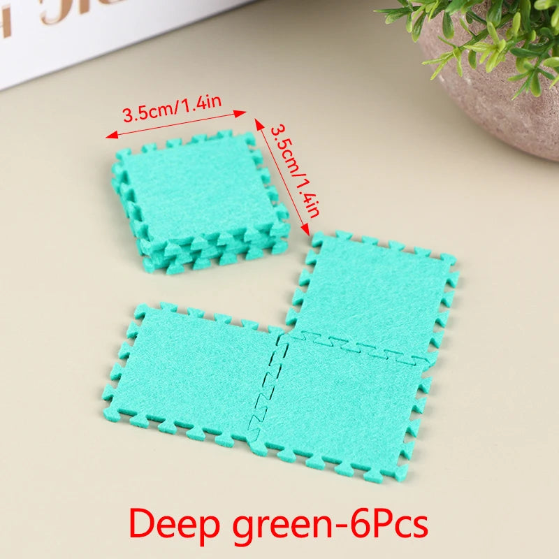 1:12 Dollhouse Miniature DIY Jigsaw Plush Shaggy Carpet Baby Puzzles Playmat Floor Area Rug Playing Mat for Doll House Decor