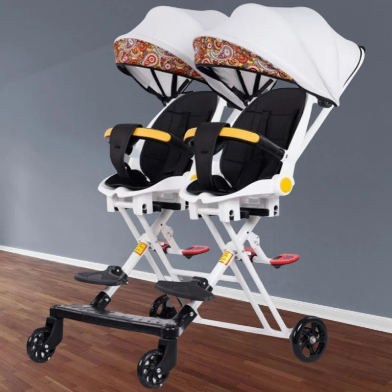 Foldable Baby Stroller For Twins Double Seat 0-5 Years Old Push Chair Baby Stroller Twin Strollers