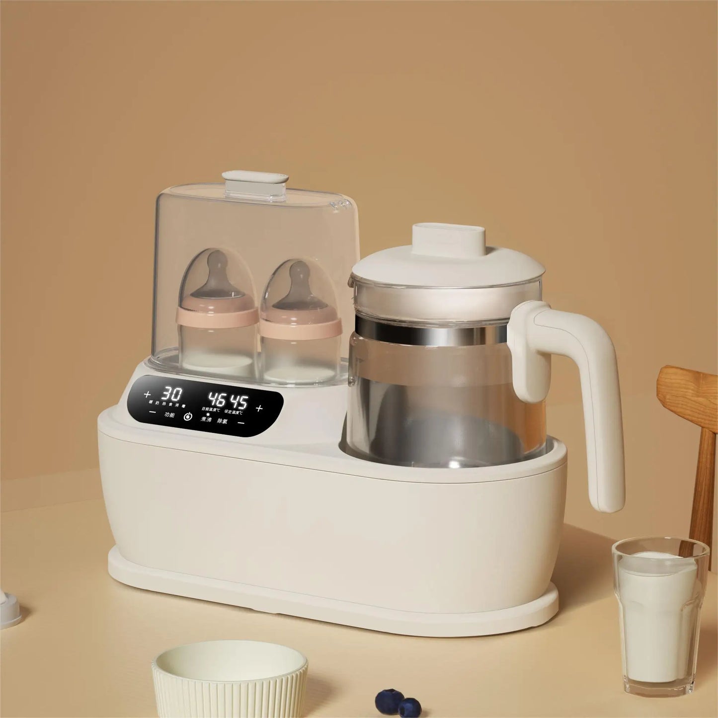 2022 New electric milk glass kettle custom portable warmer bottle steam steriliser and baby food heater in india
