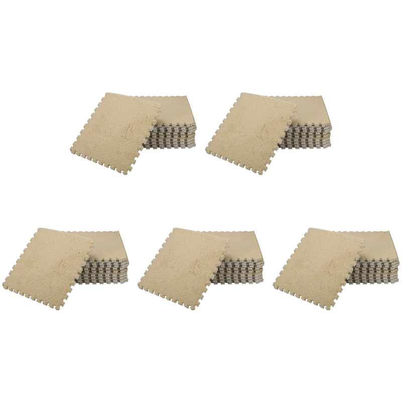 50 Piece Interlocking Foam EVA Fuzzy Mat Flooring Carpet Tiles For Kids - Perfect For Nursery Décor, Baby Room