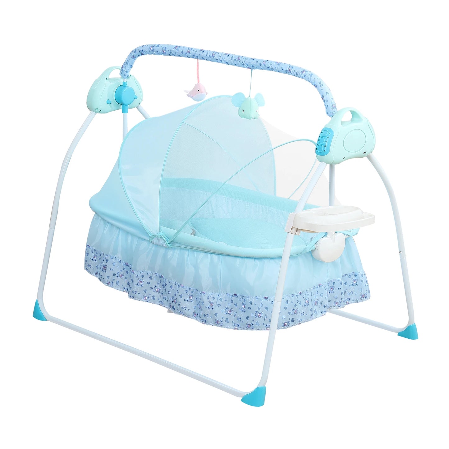 0-18 months Electric Kid Baby Crib Cradle Infant Rocker Auto-Swing Sleeper Bed Cot Bluetooth Blue 25kg