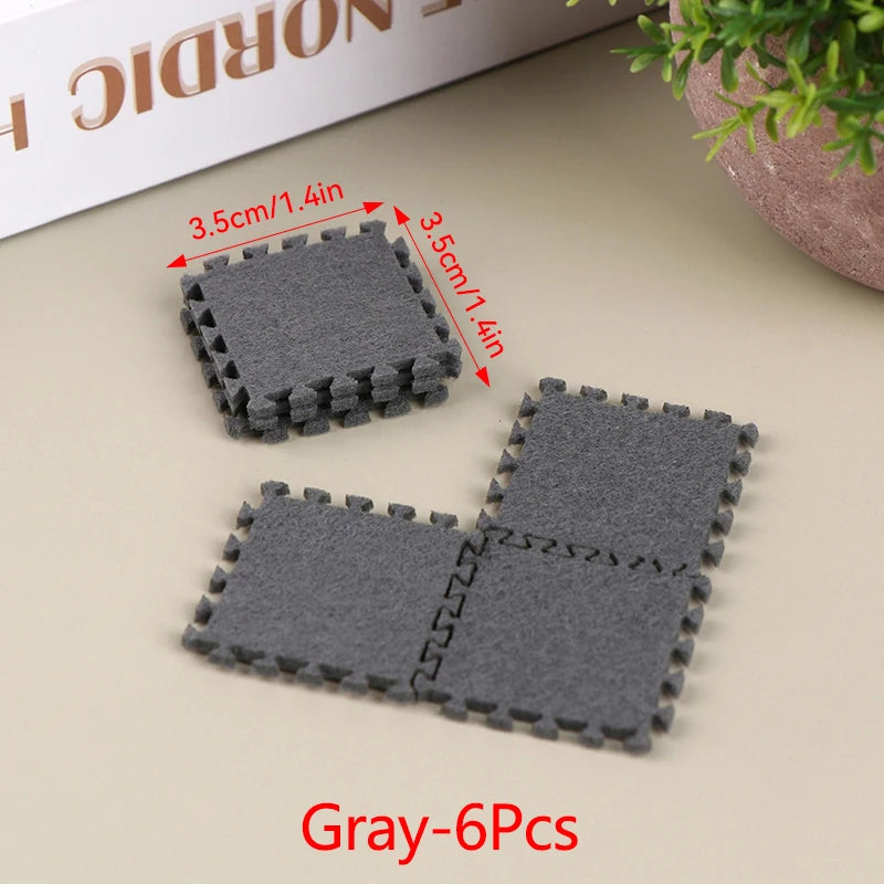 1:12 Dollhouse Miniature DIY Jigsaw Plush Shaggy Carpet Baby Puzzles Playmat Floor Area Rug Playing Mat for Doll House Decor