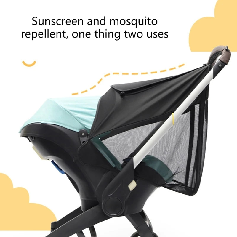 Baby Stroller Sun-Protection Cover UPF50+ UV Pram Sunshade Cover Elastic Pushchair Sun Parasol Mosquito-Net for Carseat