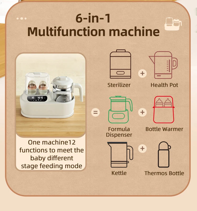 2022 New electric milk glass kettle custom portable warmer bottle steam steriliser and baby food heater in india