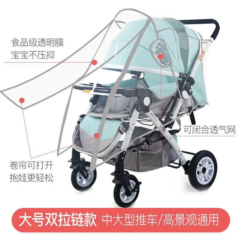 Hot Sale Baby Carriage Rain Cover Universal Stroller Windproof Rainproof Protective Cover Baby Umbrella Car Breathable Poncho