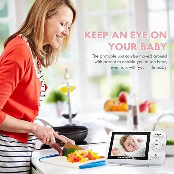 3.5 Inch Video Baby Monitor Two-Way Audio Long Range, Infrared Night Vision, Lullabies And High