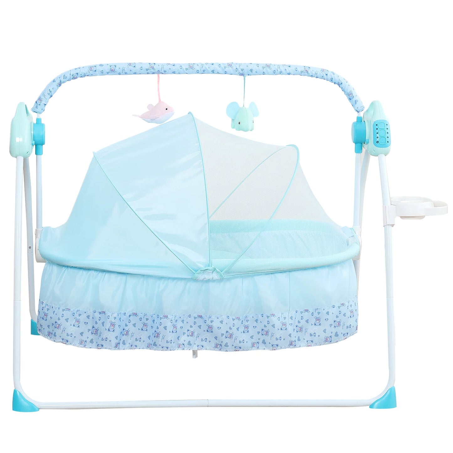 0-18 months Electric Kid Baby Crib Cradle Infant Rocker Auto-Swing Sleeper Bed Cot Bluetooth Blue 25kg