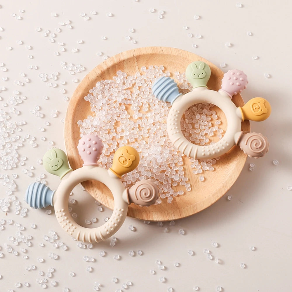 1PC Silicone Baby Teether Anxiety Teething Toys 0 12 Months Chew Beads Sensory Gum Relief Soother Baby 0 12 Months Toys Gifts
