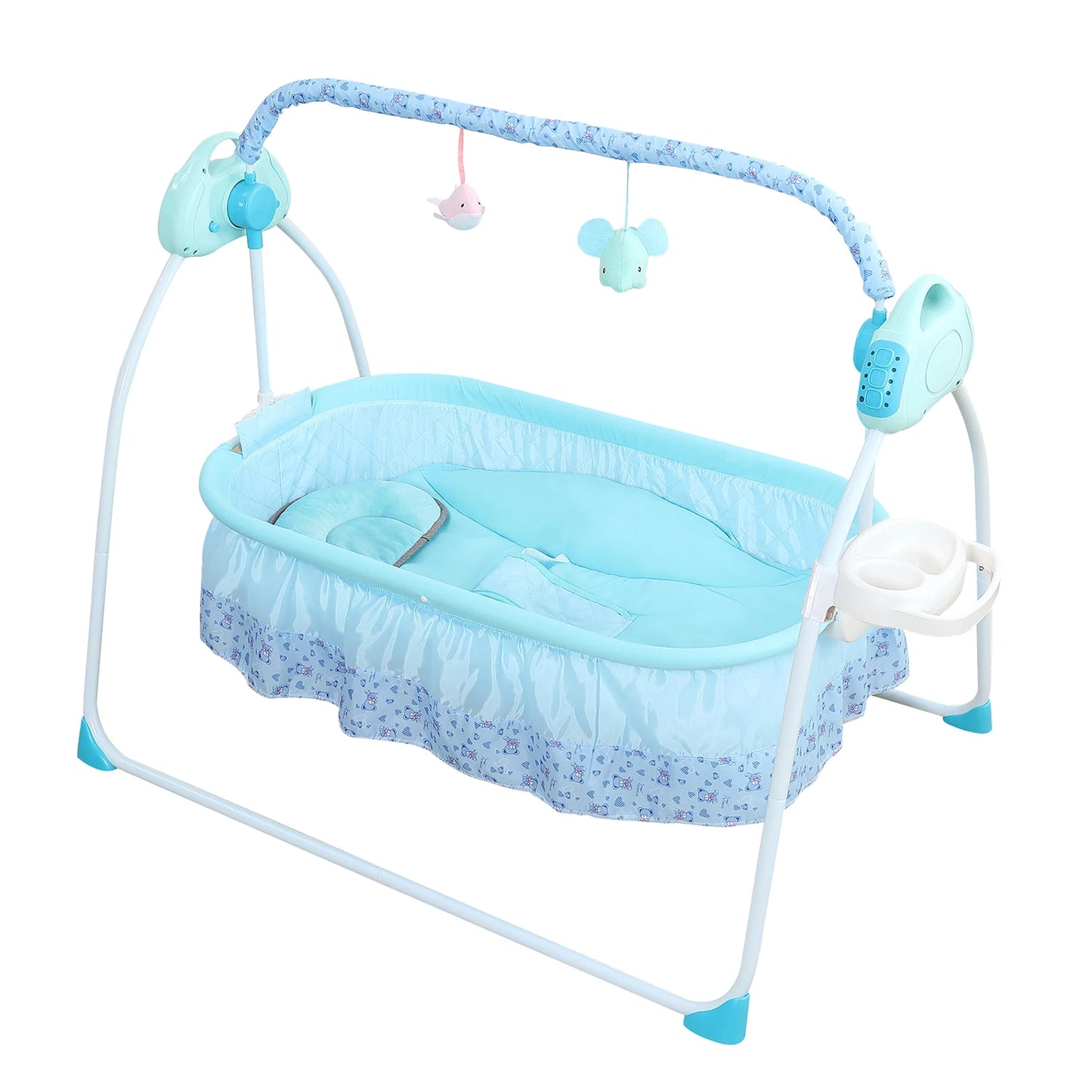 0-18 months Electric Kid Baby Crib Cradle Infant Rocker Auto-Swing Sleeper Bed Cot Bluetooth Blue 25kg