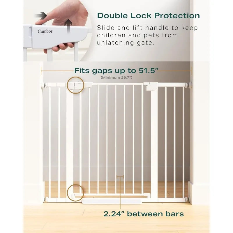29.7"-51.5" Baby Gate Extra Wide, Safety Dog Gate for Stairs, Easy Walk Thru Auto Close Pet Gates for The House, Doorways