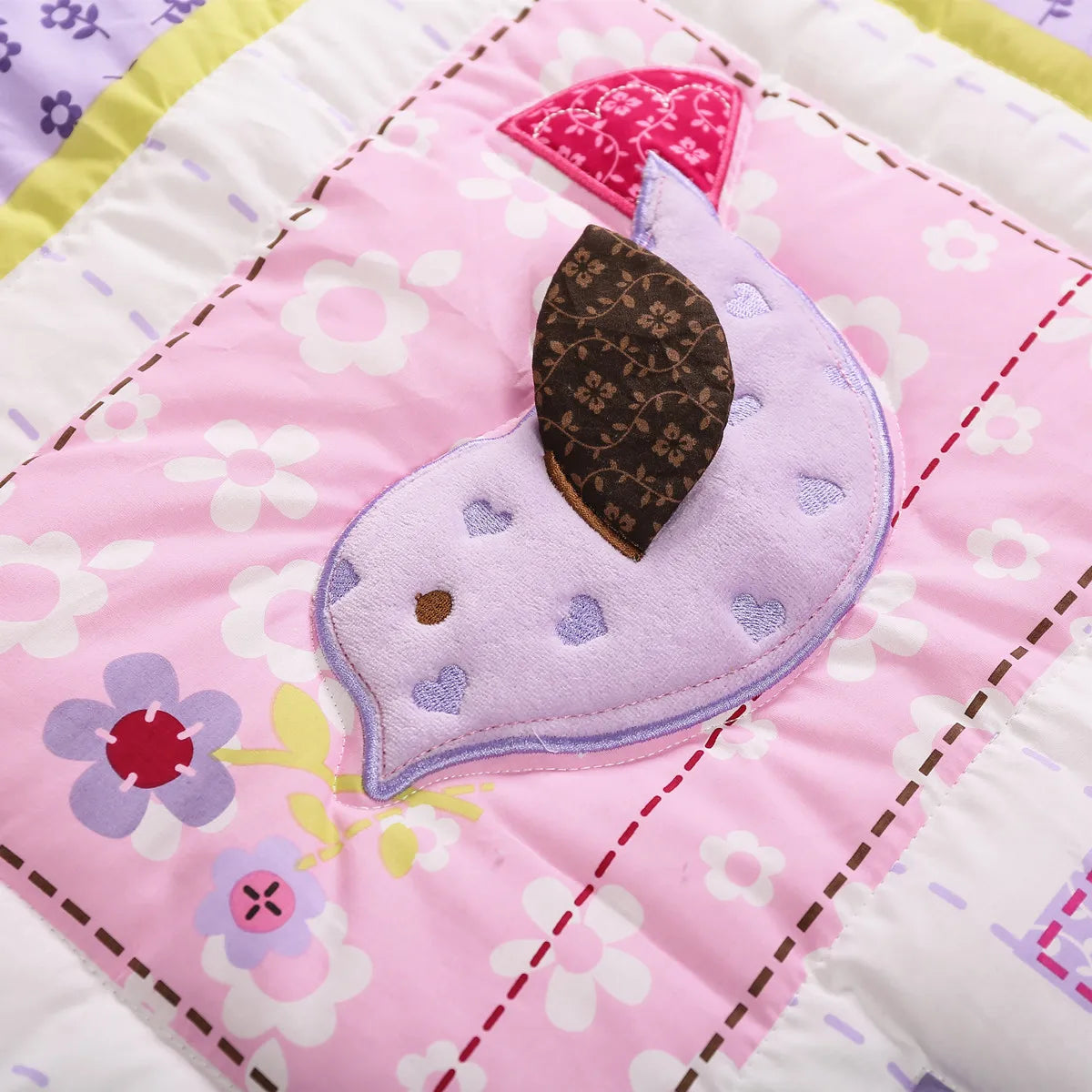 3Pcs Purple Skin-friendly Cotton Crib Fitted Sheet Baby Bedding Set Toddler Bedding Set (Baby Comforter Fitted Sheet Crib Skirt)