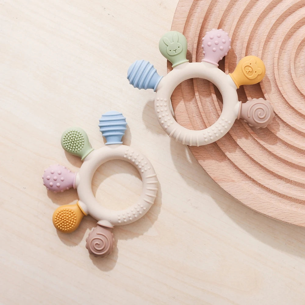 1PC Silicone Baby Teether Anxiety Teething Toys 0 12 Months Chew Beads Sensory Gum Relief Soother Baby 0 12 Months Toys Gifts