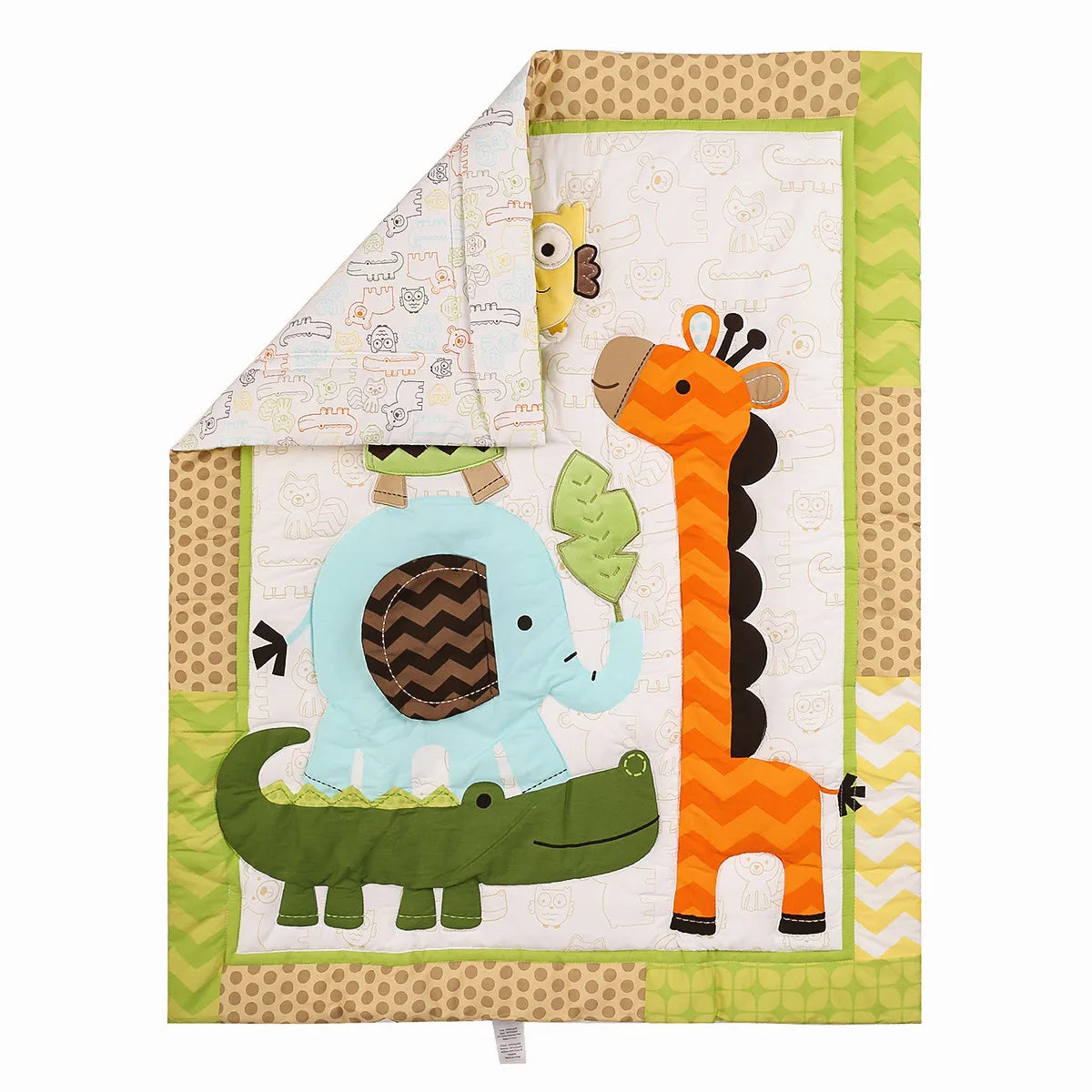3Pcs Jungle theme Baby Cot Bedding Set baby boy nursery bedding set kit berço pra bebê (Baby Comforter Fitted Sheet Crib Skirt)