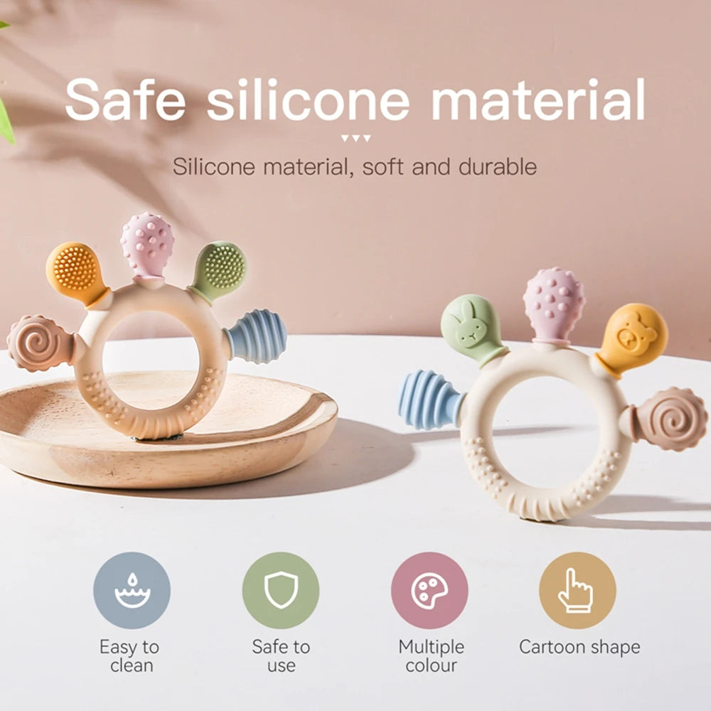 1PC Silicone Baby Teether Anxiety Teething Toys 0 12 Months Chew Beads Sensory Gum Relief Soother Baby 0 12 Months Toys Gifts