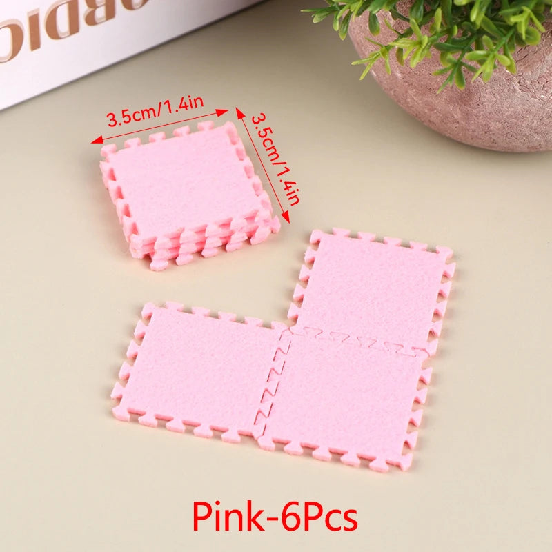 1:12 Dollhouse Miniature DIY Jigsaw Plush Shaggy Carpet Baby Puzzles Playmat Floor Area Rug Playing Mat for Doll House Decor