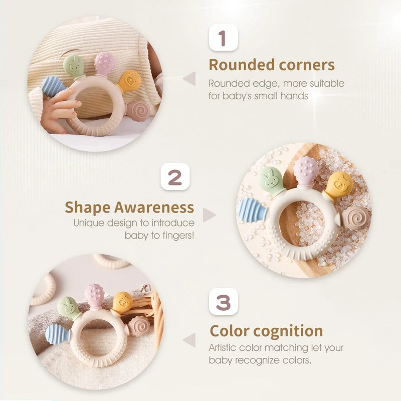 1PC Silicone Baby Teether Anxiety Teething Toys 0 12 Months Chew Beads Sensory Gum Relief Soother Baby 0 12 Months Toys Gifts