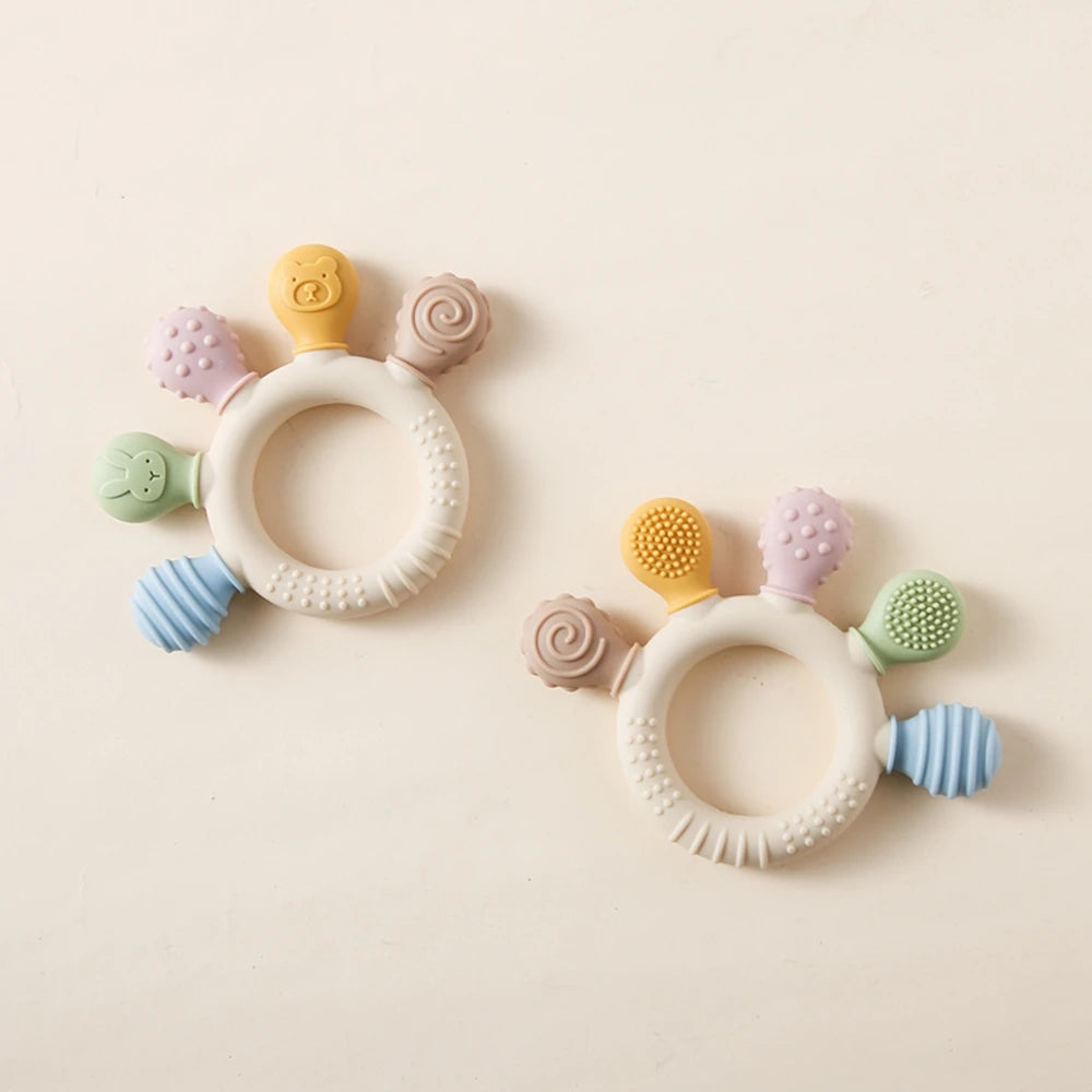 1PC Silicone Baby Teether Anxiety Teething Toys 0 12 Months Chew Beads Sensory Gum Relief Soother Baby 0 12 Months Toys Gifts