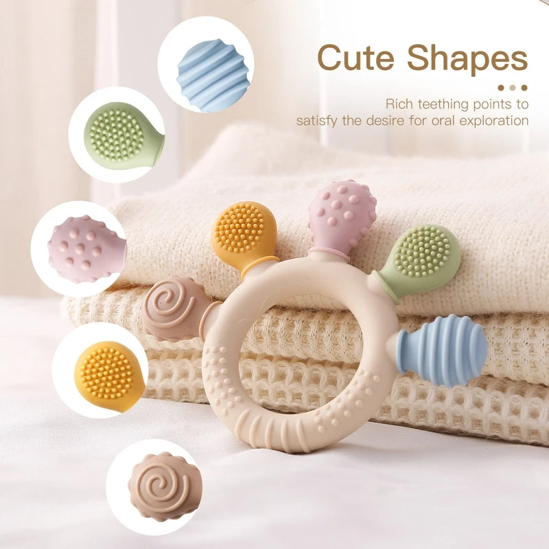 1PC Silicone Baby Teether Anxiety Teething Toys 0 12 Months Chew Beads Sensory Gum Relief Soother Baby 0 12 Months Toys Gifts