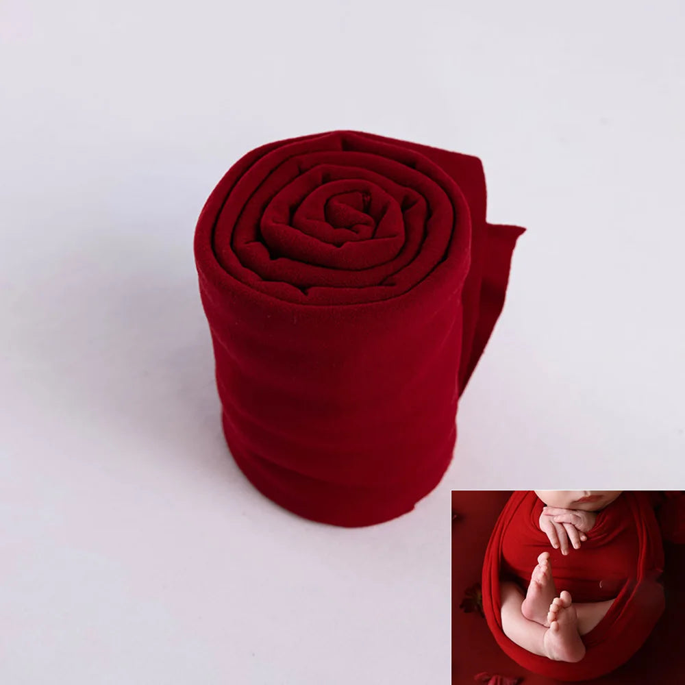 6pcs/Set Newborn Photography Props Soft Stretchable Baby Swaddle Wrap Headflower Red Theme Studio Infant Photography Accessories