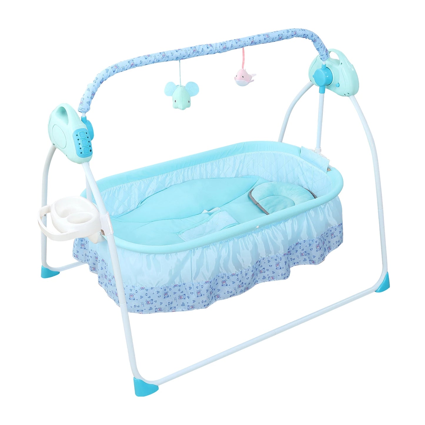 0-18 months Electric Kid Baby Crib Cradle Infant Rocker Auto-Swing Sleeper Bed Cot Bluetooth Blue 25kg
