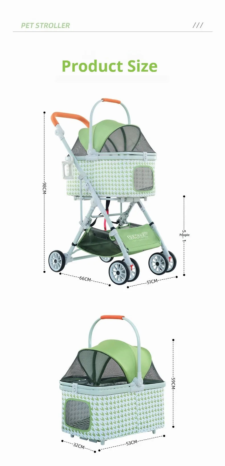 Wholesale Bndc Foldable Stroller baby luxury Baby Separated Basket travel stroller Dog stroller small dog Mobile hot Dog cart