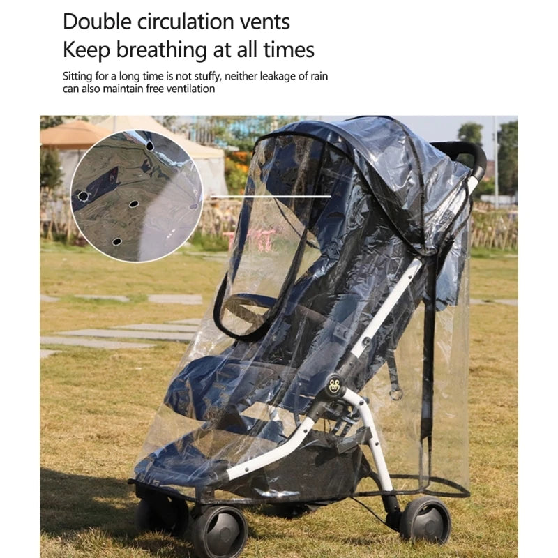 Transparent Baby Strollers Rain Cover Weather Proof & Portable Protective Sleeve 40JC