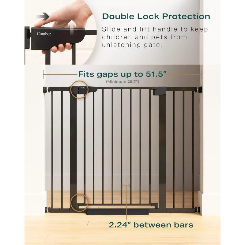 29.7"-51.5" Baby Gate Extra Wide, Safety Dog Gate for Stairs, Easy Walk Thru Auto Close Pet Gates for The House, Doorways