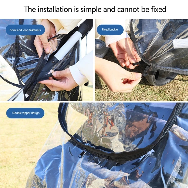 Transparent Baby Strollers Rain Cover Weather Proof & Portable Protective Sleeve 40JC