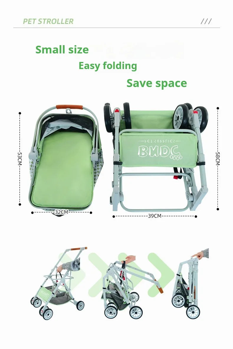 Wholesale Bndc Foldable Stroller baby luxury Baby Separated Basket travel stroller Dog stroller small dog Mobile hot Dog cart