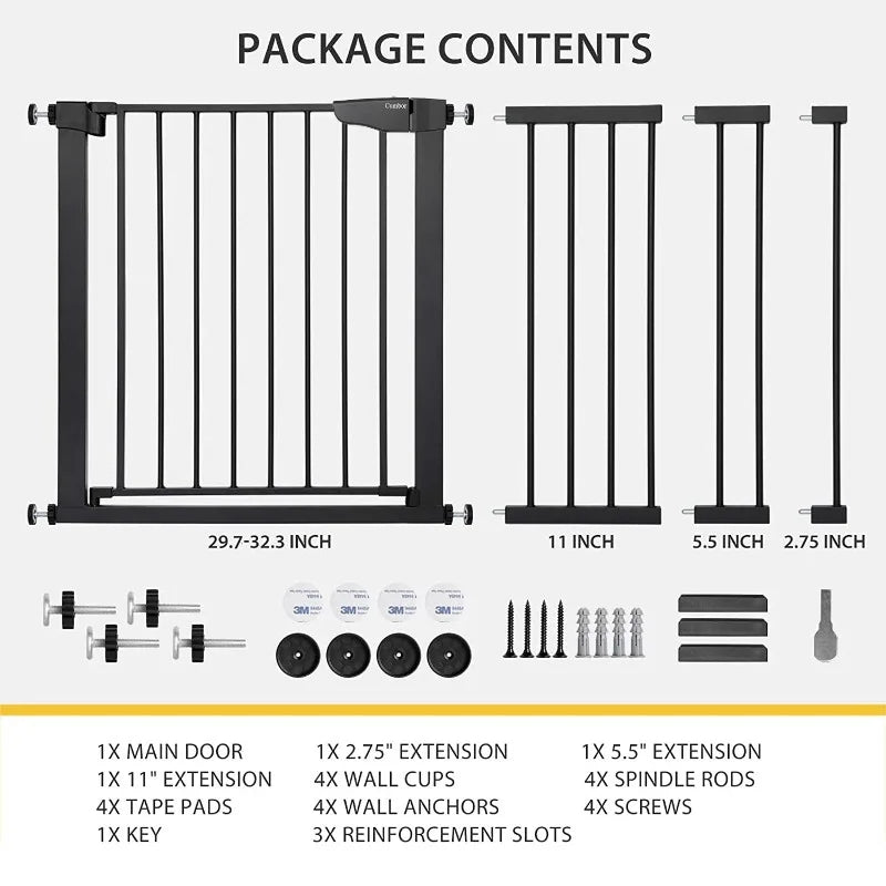 29.7"-51.5" Baby Gate Extra Wide, Safety Dog Gate for Stairs, Easy Walk Thru Auto Close Pet Gates for The House, Doorways