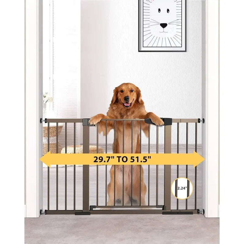 29.7"-51.5" Baby Gate Extra Wide, Safety Dog Gate for Stairs, Easy Walk Thru Auto Close Pet Gates for The House, Doorways