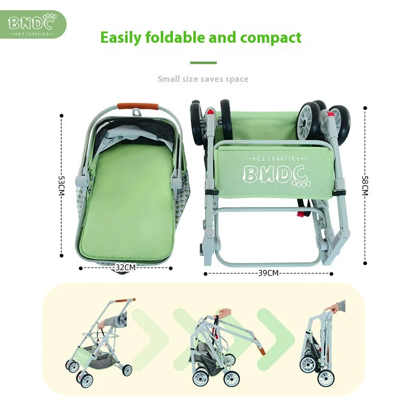 Wholesale Bndc Foldable Stroller baby luxury Baby Separated Basket travel stroller Dog stroller small dog Mobile hot Dog cart