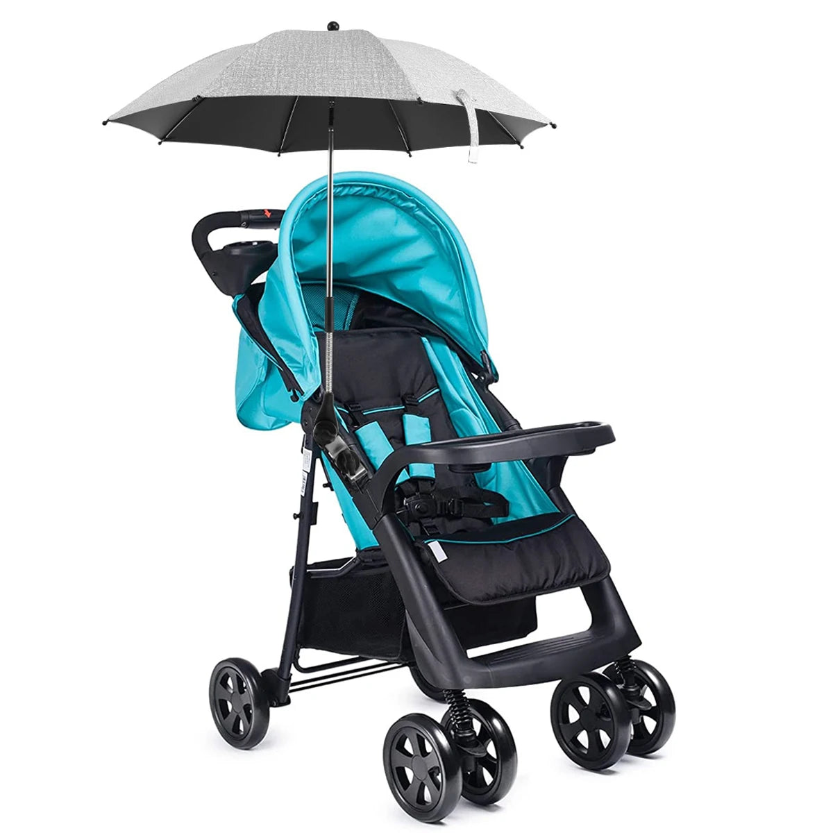 Baby Stroller Folding Umbrella Anti-UV Sun and Rain Umbrella 360° Adjustable Universal Stroller Portable Sunshade