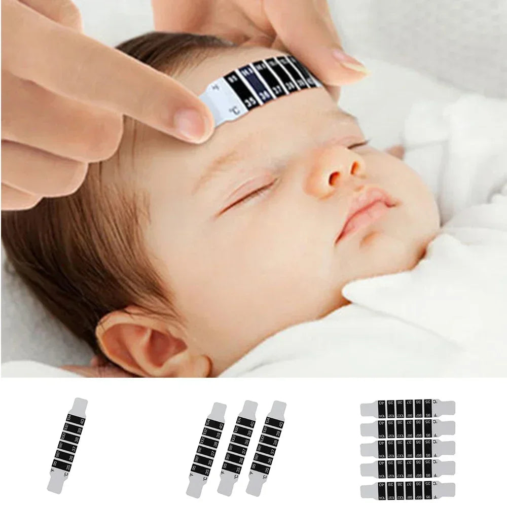 10pcs Forehead Head Strip Thermometer Water Milk Thermometer Fever Body Baby Child Kid Test Temperature Sticker Baby Care