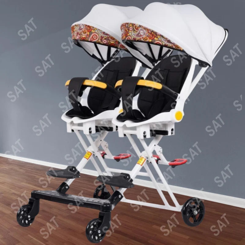 Foldable Baby Stroller For Twins Double Seat 0-5 Years Old Push Chair Baby Stroller Twin Strollers